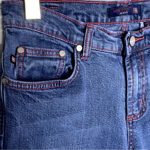 UK Vigoss British Y2K Raw Hem Rare Medium Wash Denim Jeans Women’s 7 / 8 - Picture 5 of 13